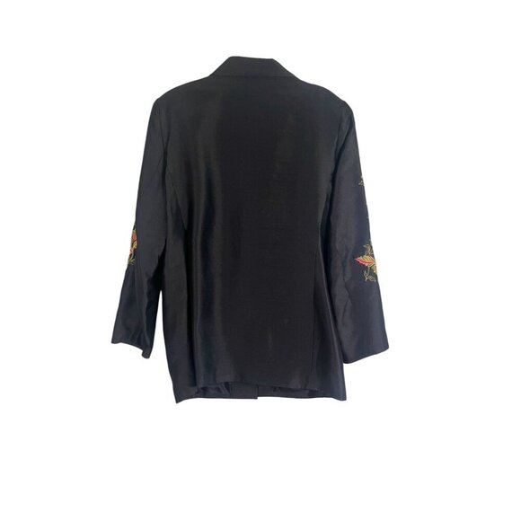 Nolan Miller Silk Floral Jacket M Black Boho Western Granny Vtg 80s Chic Artsy - Picture 3 of 13